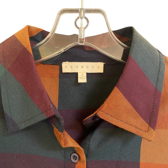 PROMESA‎ PLAID WOMEN'S OVERSIZED SHIRT DRESS WITH POCKETS SZ S - Picture 3 of 5